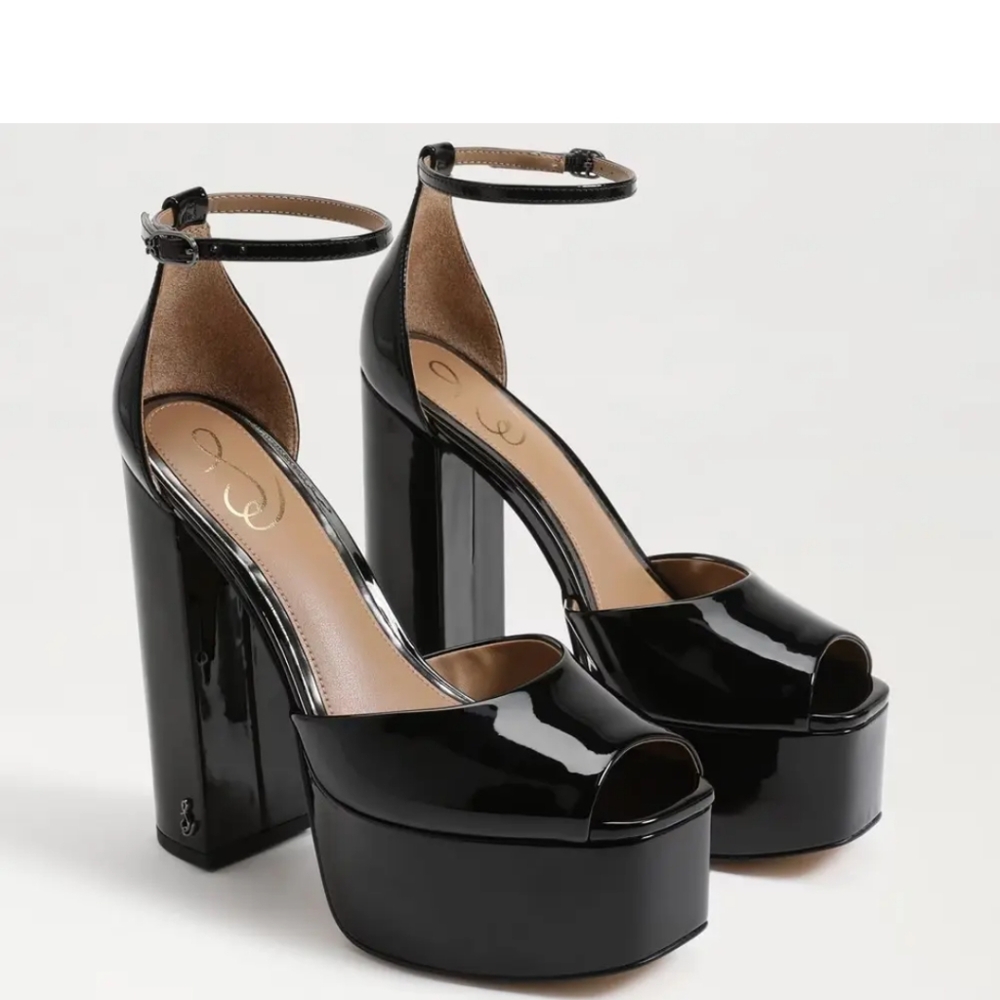 Sam Edelman Kori Black Patent Platform Sandals Size 11M - NEW